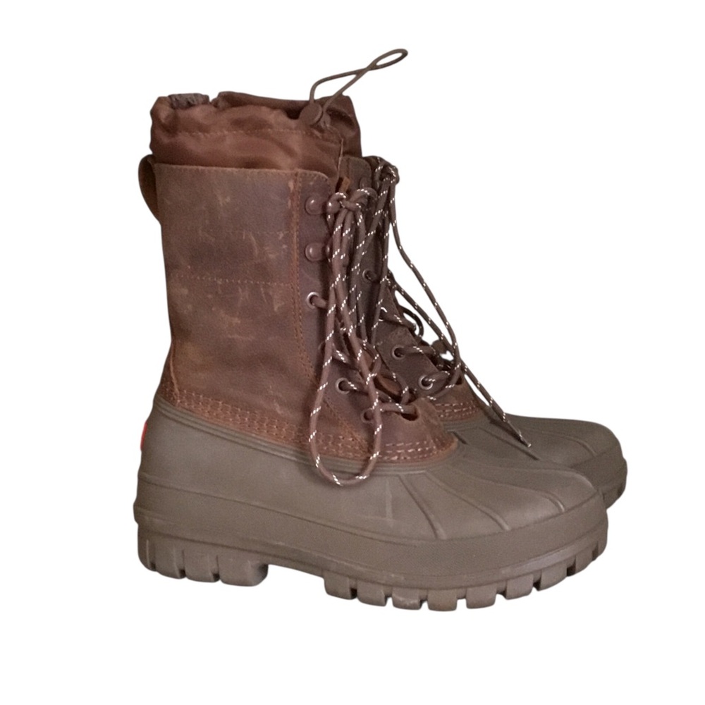 NEW Hunter Skylar Distressed Brown Leather Waterproof Duck Boots